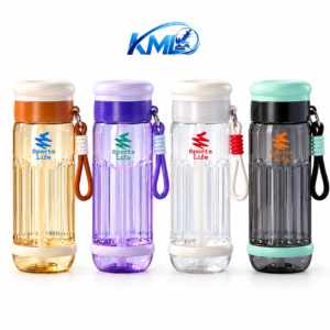 KML Botol Minum Plastik NK 7605 700 ML dengan Tutup Putar dan Tali Gantung, Botol Sport Transparan