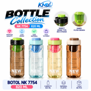 KML Botol Minum Plastik 820 ML NK 7754 dengan Filter Buah Infuser, Botol Air Minum Sport Transparan