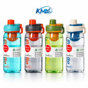 Botol Minum Plastik NK 7623 920 ML dengan Filter Buah Infuser, Botol Sport Transparan Handle Praktis